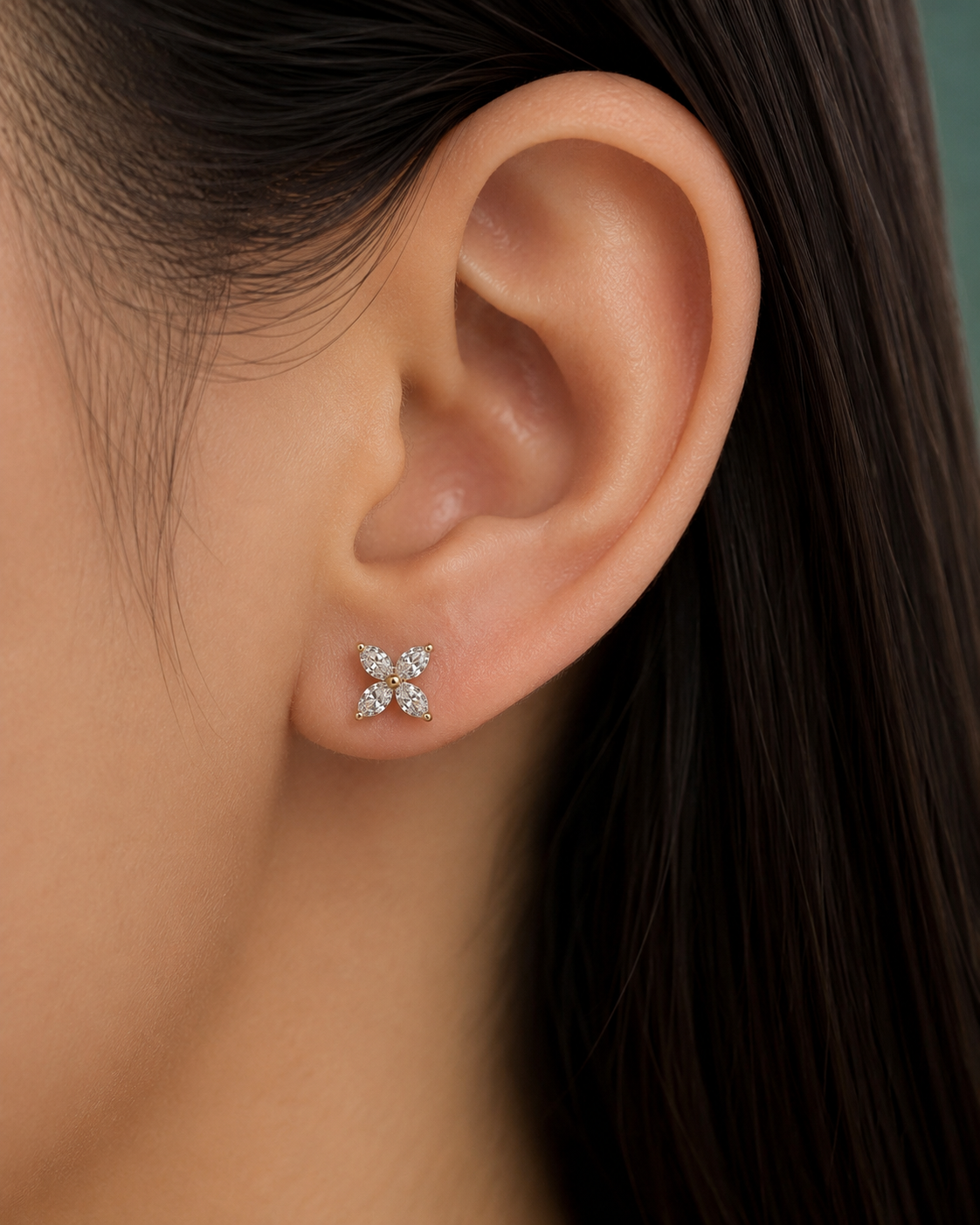 Butterfly Yellow Gold Stud Earrings - 2